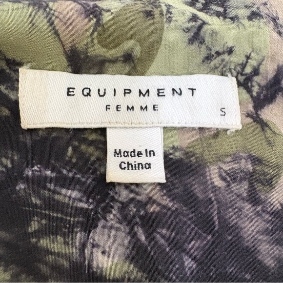 EQUIPMENT FEMME Silk Blouse Camo Batik Tie Die Multicolor S - Picture 6 of 17